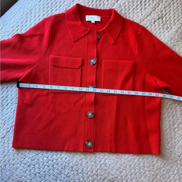 NWOT Sezane Betty Merino Wool Cardigan in Coral Red, Medium - Picture 4 of 7